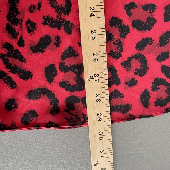 Kourt Skirt Womens Medium Red Black Leopard Animal Print Pull On Midi Slip Satin - Picture 8 of 9